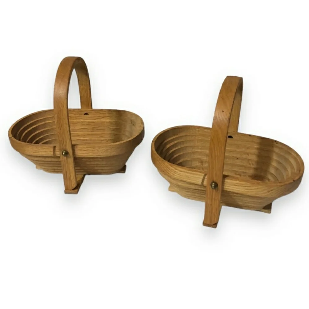 DEEP SPRING STUDIO Handmade Wooden Collapsible Baskets Set of Two